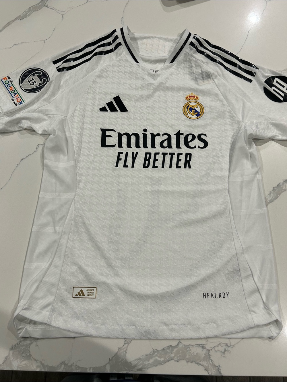 adidas White and Black Real Madrid Men's Soccer Jersey
